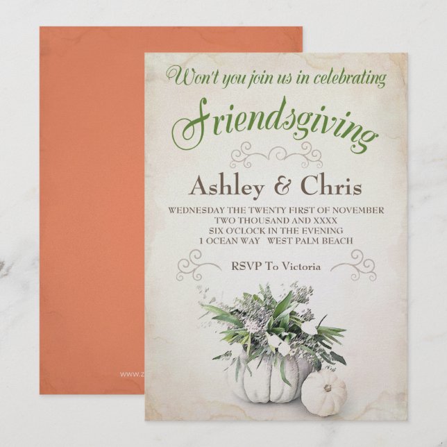 Convite de Friendsgiving - acção de graças (Frente/Verso)