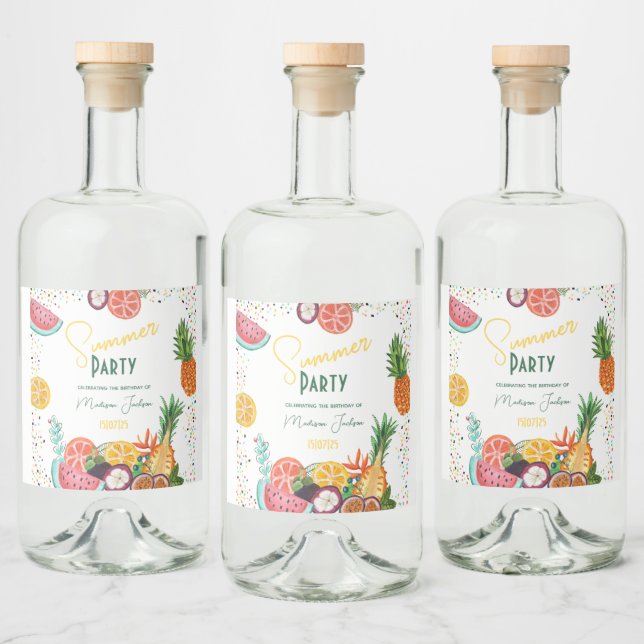 Convite de fruta tropical amarela para festa de ve (Garrafas)