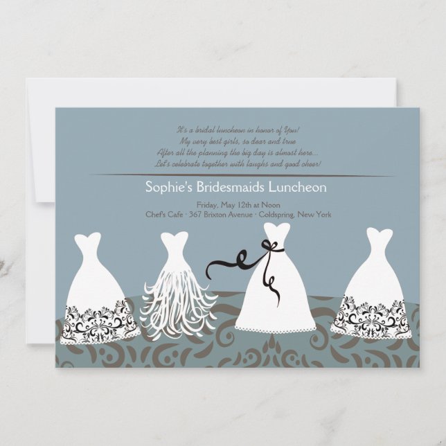 Convite de fundo azul de almoço da Bridesmaid (Frente)