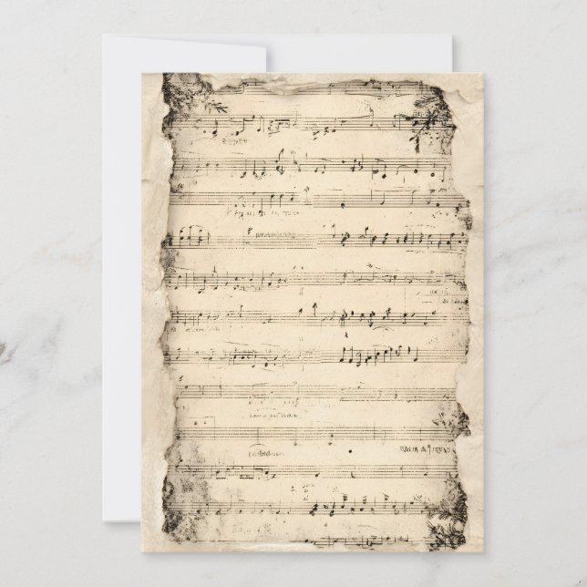 Convite de Fundo de Notas Musicais Envelhecidas |  (Frente)