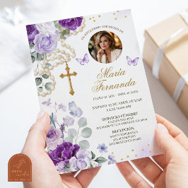 Convite de Funeral Católico com Rosário Floral Rox