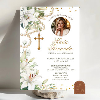 Convite de Funeral Católico Rosário Floral Lírio B