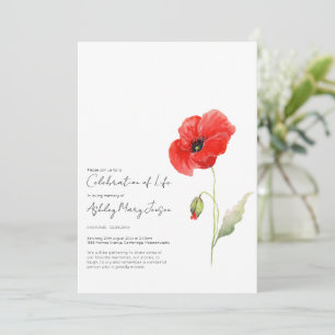 Convite de Funeral de Celebração da Vida da Poppy