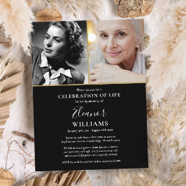 Convite de Funeral de Celebração de Vida com 2 Fot