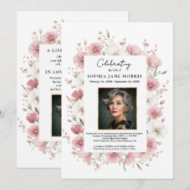 Convite de Funeral de Flores Selvagens Rosa