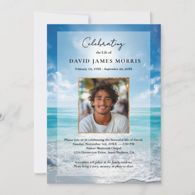 Convite de Funeral Personalizado Céu Azul (Frente)