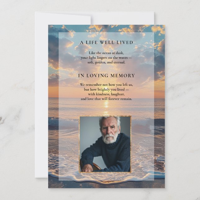 Convite de Funeral Personalizado para Pôr do Sol (Verso)