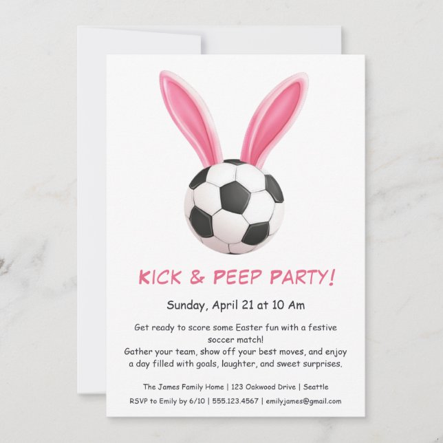 Convite de Futebol & Páscoa – Festa Kick & Peep (Frente)