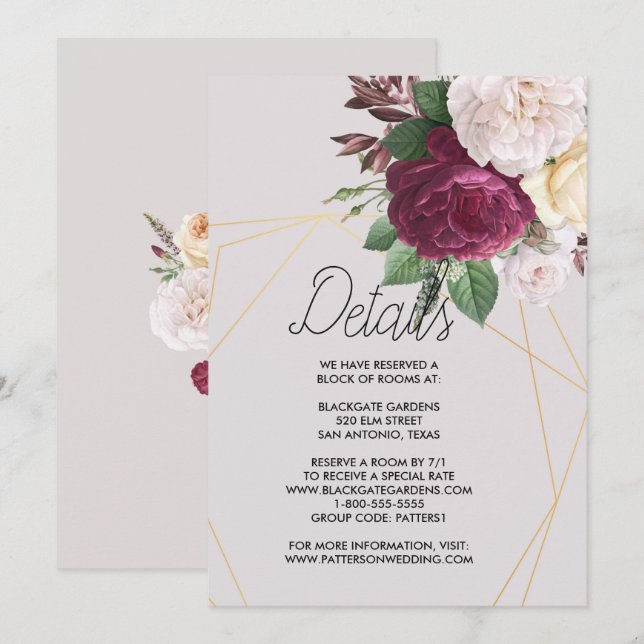 Convite de gabinete geométrico do ouro Elegante (Frente/Verso)