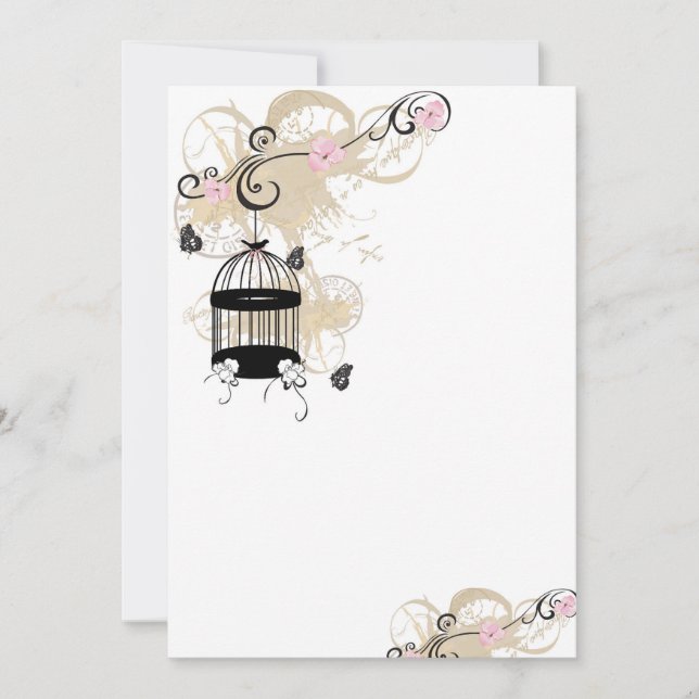 Convite de gaiola de pássaros vintage (Frente)