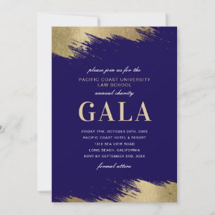 Convite de Gala Azul Dourado Evento Formal