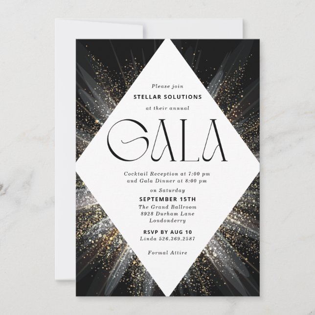Convite de Gala Black Tie Brilho (Frente)