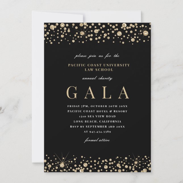 Convite de Gala Elegante Brilho de Diamante (Frente)