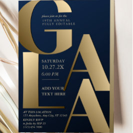Convite de Gala Luxuoso Azul Marinho e Dourado