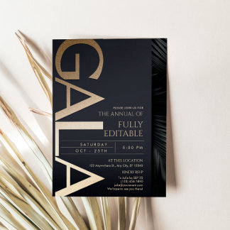 Convite de Gala Preto e Dourado Moderno