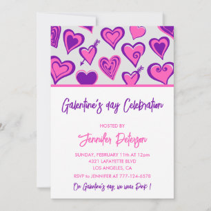 Convite de Galentine amigas Violetas Dia dos Namor