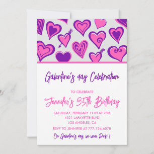 Convite de Galentine para amigas Roxo Dia dos Namo