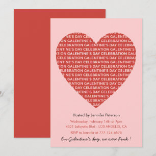 Convite de Galentine rosa e vermelho para o Dia do