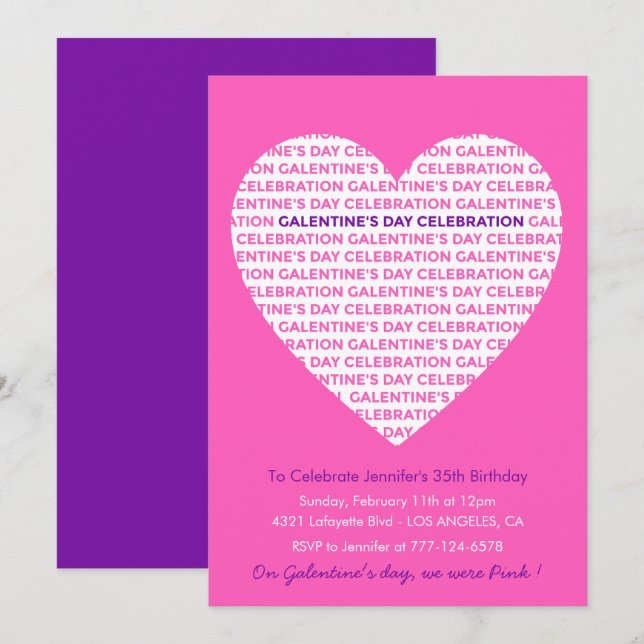 Convite de Galentine rosa namoradas Dia dos Namora (Frente/Verso)