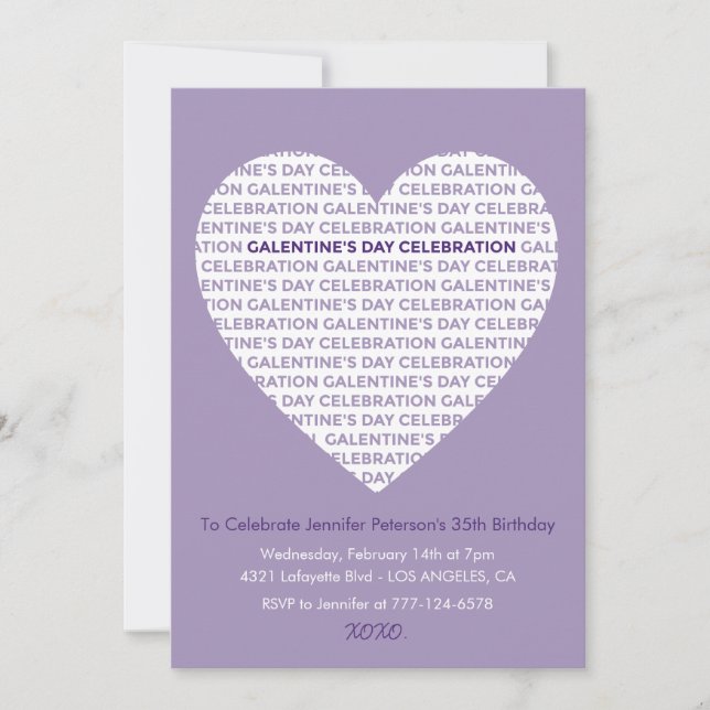 Convite de Galentines xoxo Amigas Coração (Frente)
