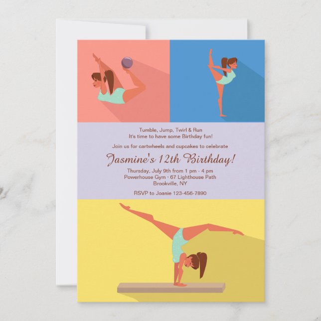 Convite de Ginástica para Menina (Frente)