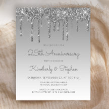 Convite de Glitter Prata Orçamento para Aniversári