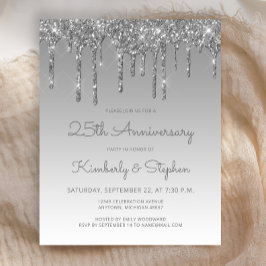 Convite de Glitter Prata Orçamento para Aniversári