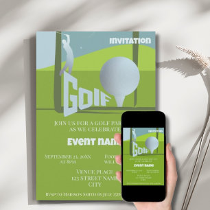 Convite de golfe para evento de golfe par-tee