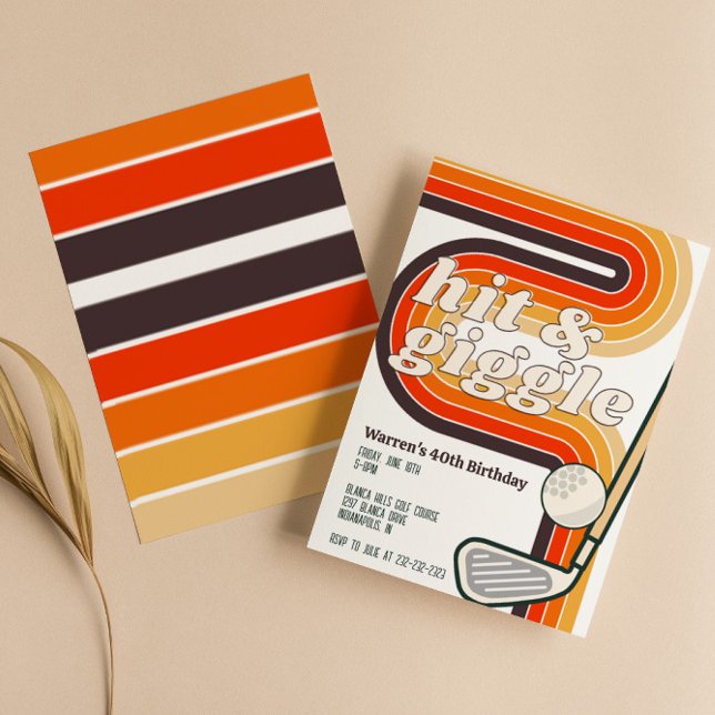 Convite de Golfe Retro Hit and Giggle (Criador carregado)