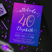 Convite de Gradação Azul Moderno para na moda Lady