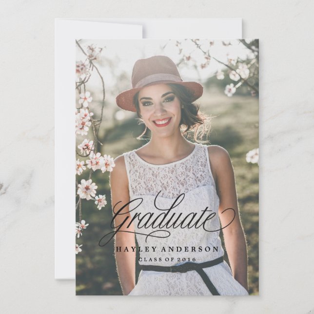 CONVITE DE GRADUAÇÃO CHIC cor-de-rosa (Frente)