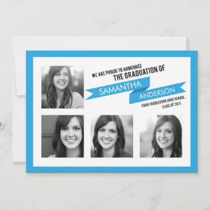 Convite de Graduação com Faixa em Azul
