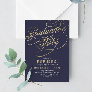 Convite de Graduação Cor EDITÁVEL Elegante Script
