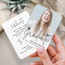 Convite de Graduação de Foto com Script Moderno Ta