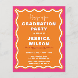 Convite de Graduação de Foto Laranja Rosa Ondulado