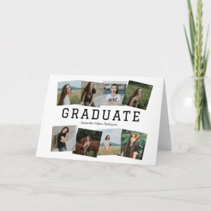 Convite de Graduação de Oito Fotos com Ângulo Pret