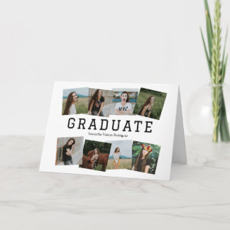 Convite de Graduação de Oito Fotos com Ângulo Pret