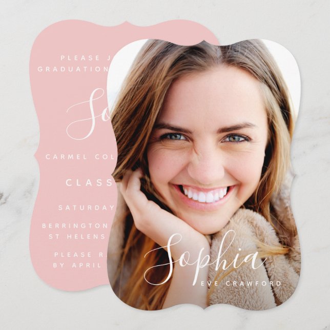 Convite de graduação de texto de script (Frente/Verso)