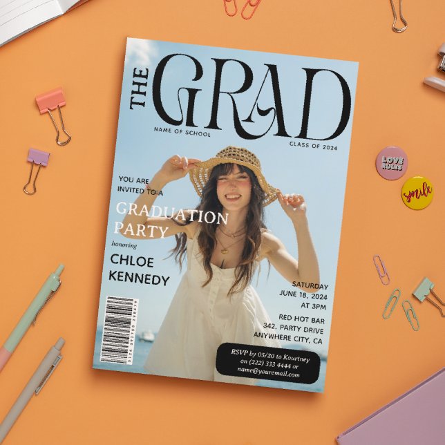 Convite de Graduação em Estilo de Revista Moderno  (Criador carregado)