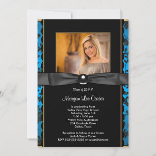 Convite de Graduação Foto Azul Turquesa Meninas