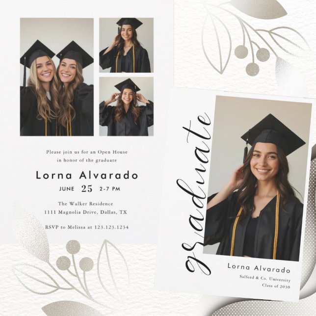 Convite de Graduação Fotográfico Casual Moderno e  (Criador carregado)