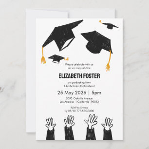 Convite de graduação ilustrado desenhado à mão
