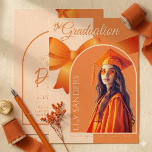 Convite de Graduação Laranja   Foto da Turma de 20