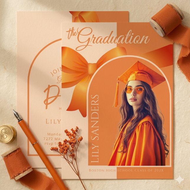 Convite de Graduação Laranja | Foto da Turma de 20 (Criador carregado)