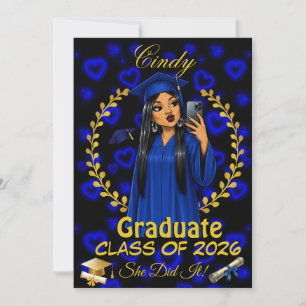 Convite de Graduação Latina Turma de Evite Azul Do