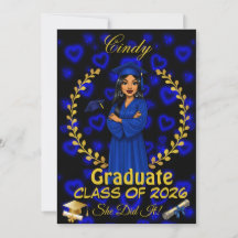Convite de Graduação Latina Turma de Evite Azul Do