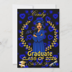Convite de Graduação Latina Turma de Evite Azul Do