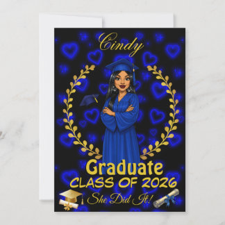 Convite de Graduação Latina Turma de Evite Azul Do