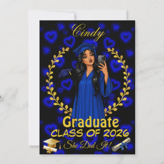 Convite de Graduação Latina Turma de Evite Azul Do