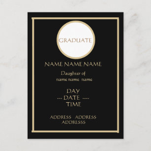 CONVITE DE GRADUAÇÃO PRETO E OURO